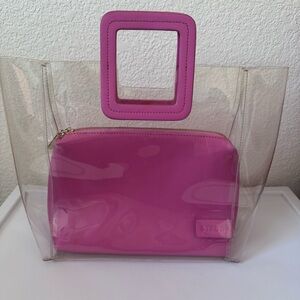 STAUD Shirley Pink PVC and Leather Bag